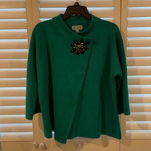 JM Collection Green Wrap Sweater Petite Lg